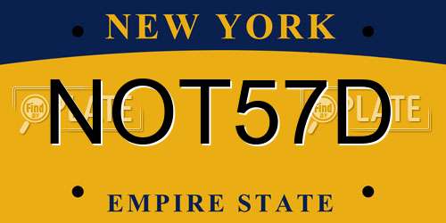 NOT57D New York License Plate