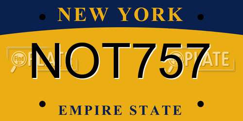 NOT757 New York License Plate