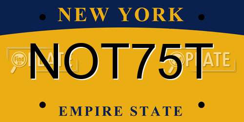 NOT75T New York License Plate
