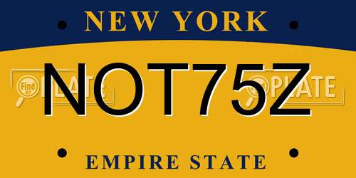 NOT75Z New York License Plate