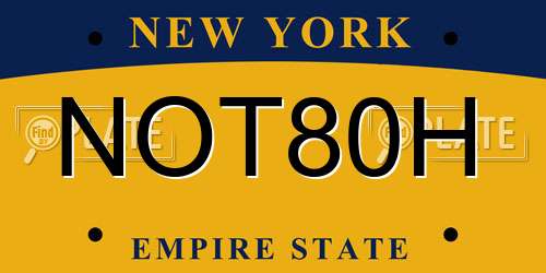 NOT80H New York License Plate