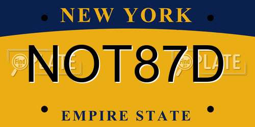 NOT87D New York License Plate