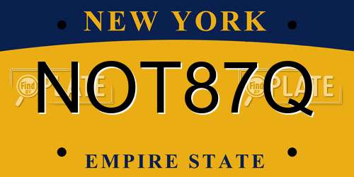 NOT87Q New York License Plate