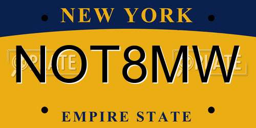 NOT8MW New York License Plate