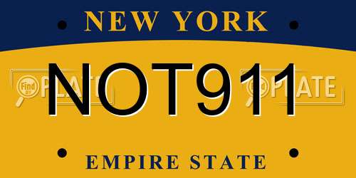 NOT911 New York License Plate