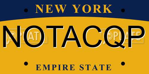 NOTACQP New York License Plate