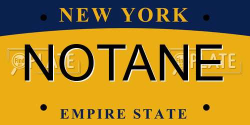 NOTANE New York License Plate