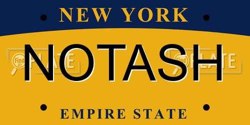 NOTASH New York License Plate