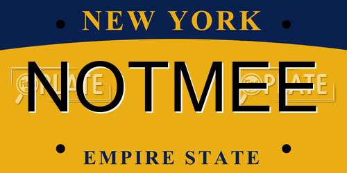 NOTMEE New York License Plate