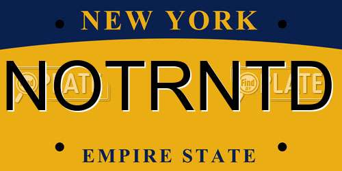 NOTRNTD New York License Plate
