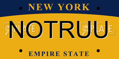 NOTRUU New York License Plate