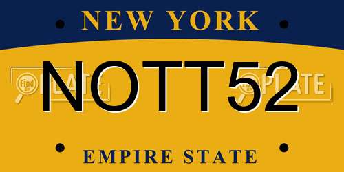 NOTT52 New York License Plate