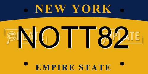 NOTT82 New York License Plate