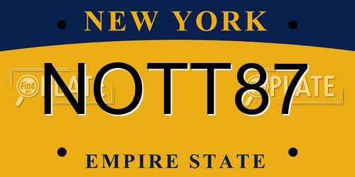 NOTT87 New York License Plate