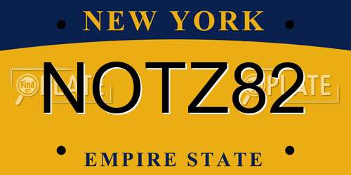 NOTZ82 New York License Plate