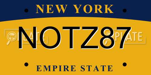 NOTZ87 New York License Plate