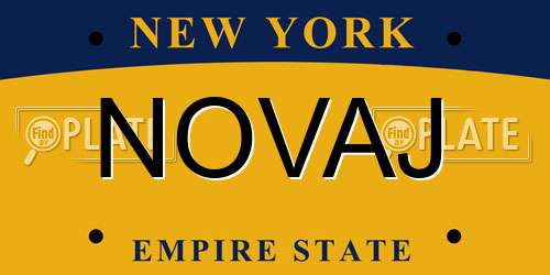 NOVAJ New York License Plate