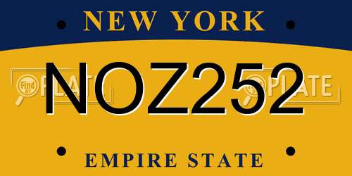 NOZ252 New York License Plate