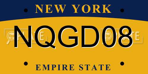 NQGD08 New York License Plate