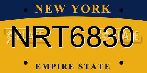 NRT6830 New York License Plate
