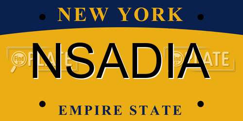 NSADIA New York License Plate
