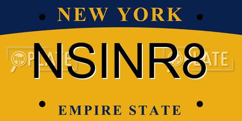 NSINR8 New York License Plate