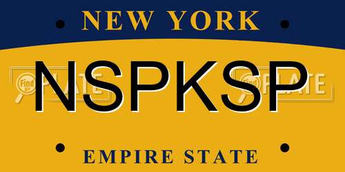 NSPKSP New York License Plate