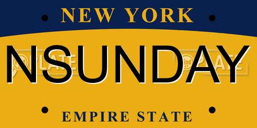 NSUNDAY New York License Plate