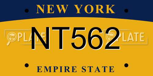 NT562 New York License Plate