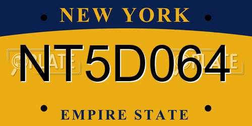 NT5D064 New York License Plate