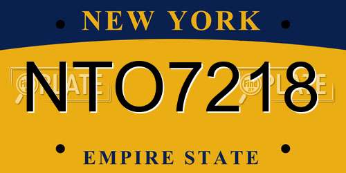 NTO7218 New York License Plate