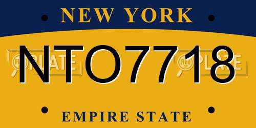 NTO7718 New York License Plate
