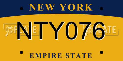 NTY076 New York License Plate