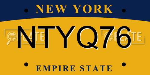 NTYQ76 New York License Plate