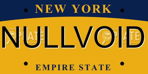 NULLVOID New York License Plate
