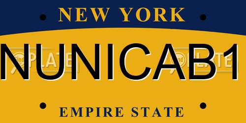 NUNICAB1 New York License Plate