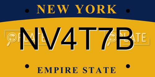 NV4T7B New York License Plate