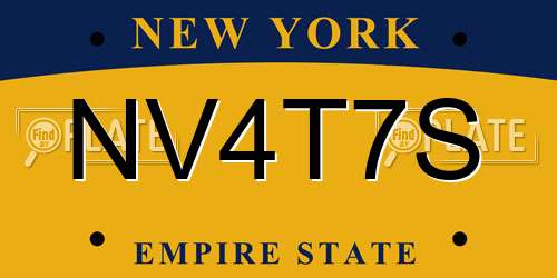 NV4T7S New York License Plate