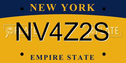 NV4Z2S New York License Plate