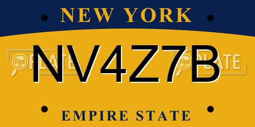 NV4Z7B New York License Plate