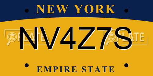 NV4Z7S New York License Plate