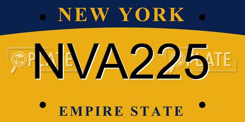 NVA225 New York License Plate