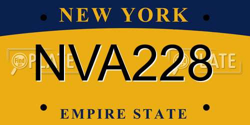 NVA228 New York License Plate