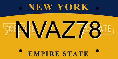 NVAZ78 New York License Plate
