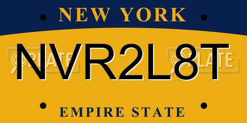 NVR2L8T New York License Plate