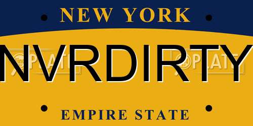NVRDIRTY New York License Plate