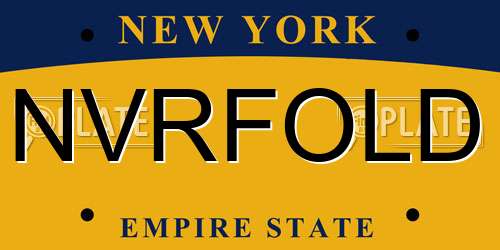 NVRFOLD New York License Plate