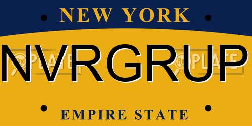 NVRGRUP New York License Plate