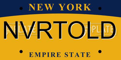 NVRTOLD New York License Plate