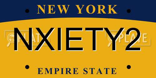 NXIETY2 New York License Plate